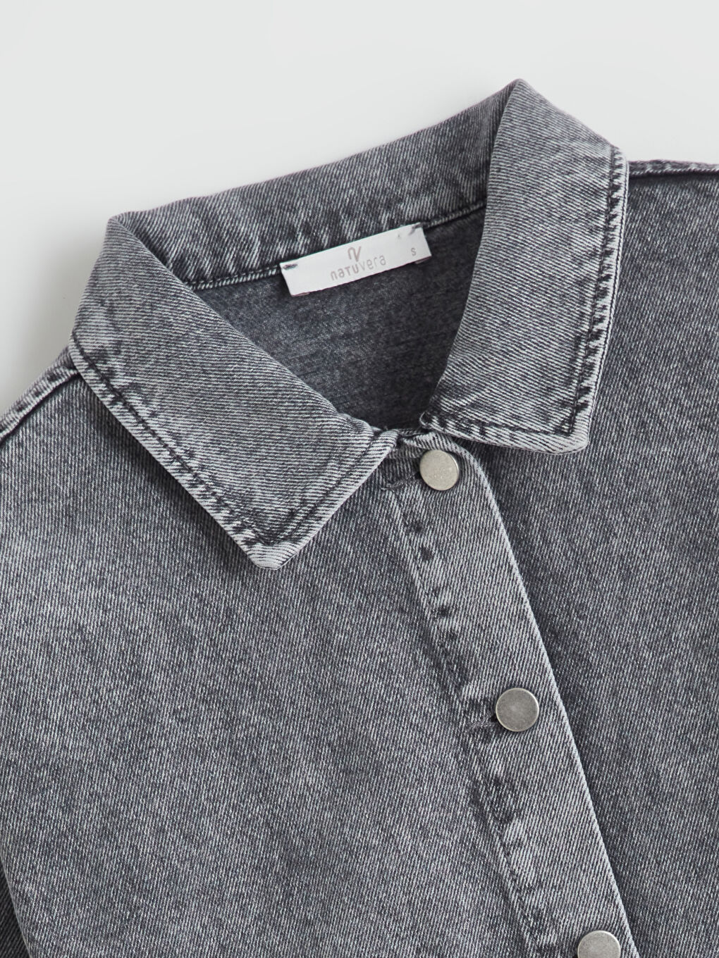 Siyah Gömlek Yaka Kadın Jean Ceket-5