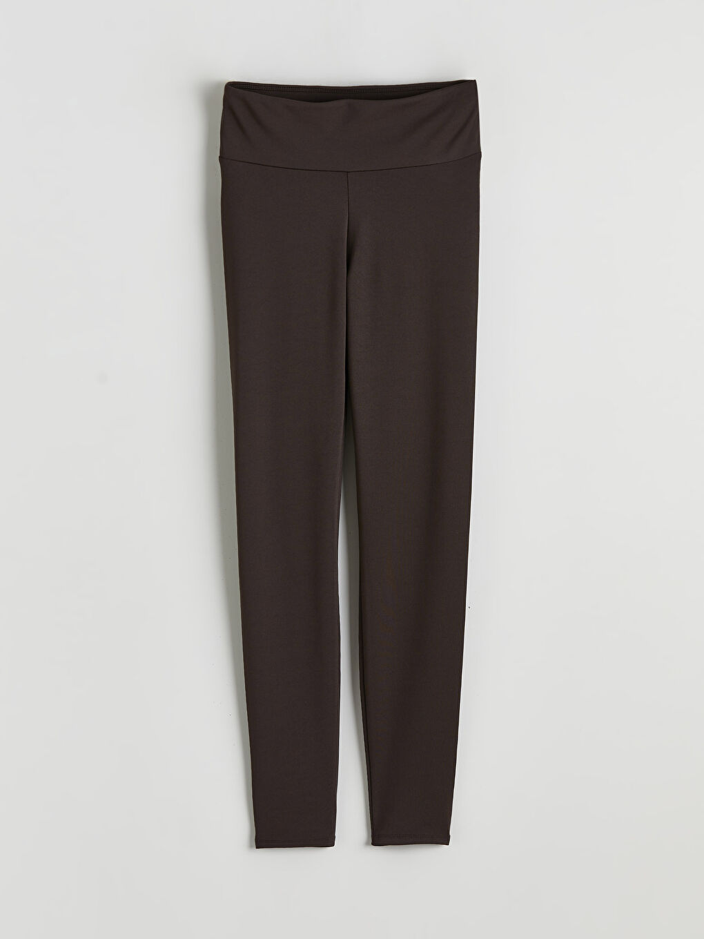 Kahverengi Yüksek Bel Toparlayıcı Kadın Spor Tayt-4