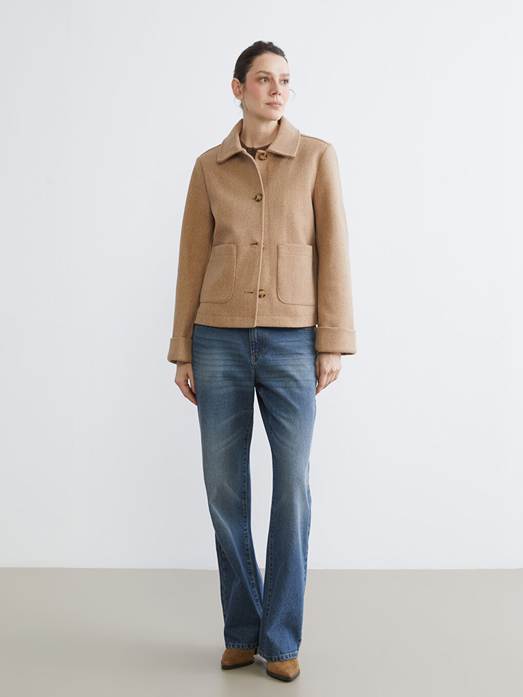 Kaput od mešavine vune sa ovratnikom za Ženski-1