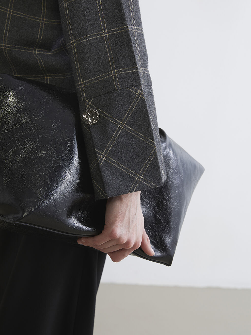 Gri Ekose Kadın Gömlek Tunik-2