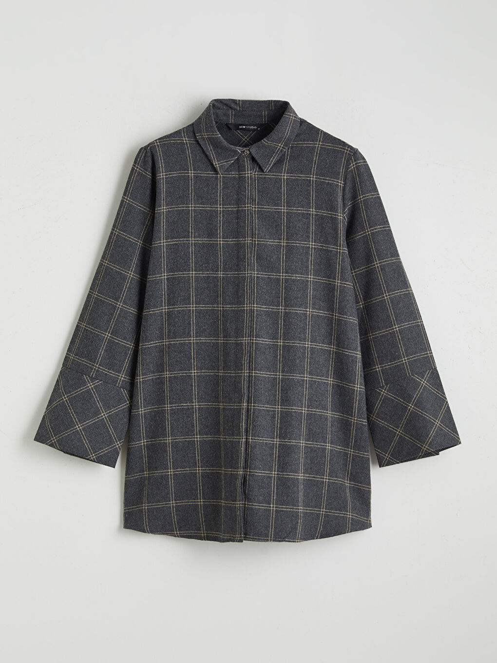 Gri Ekose Kadın Gömlek Tunik-4