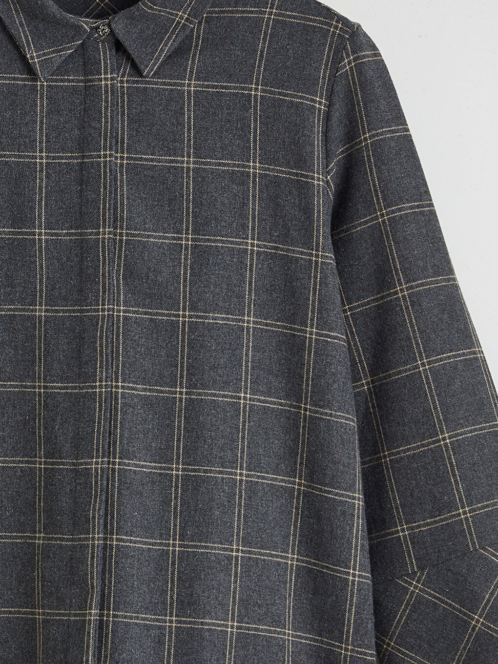 Gri Ekose Kadın Gömlek Tunik-5