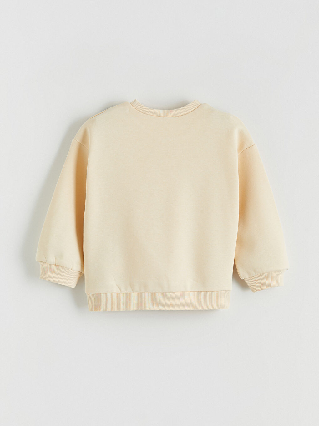 Bej Bisiklet Yaka Baskılı Kız Çocuk Kalın Sweatshirt-1