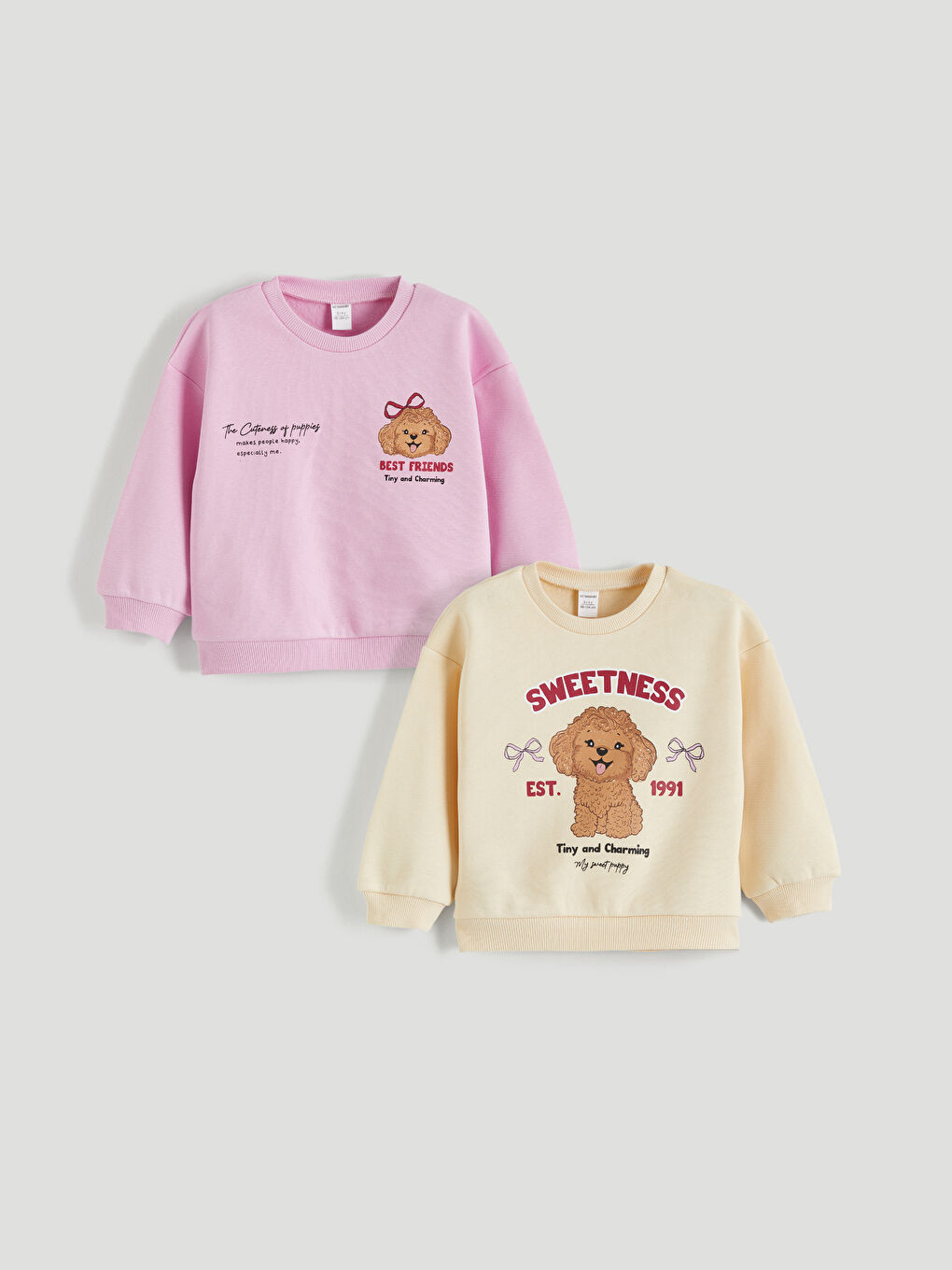 Crew Neck Girl's Thick Sweatshirt, Pack of 2