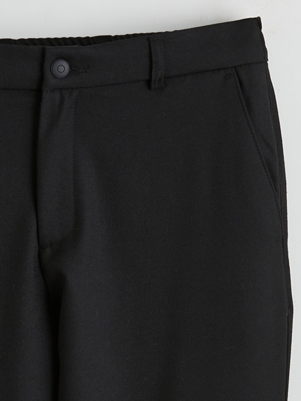 Siyah Standart Kalıp Armürlü Erkek Pantolon-5