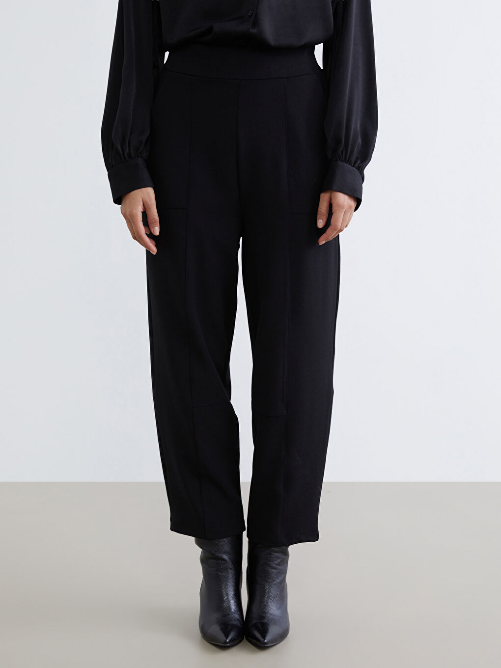 Siyah Beli Lastikli Kadın Pantolon-1