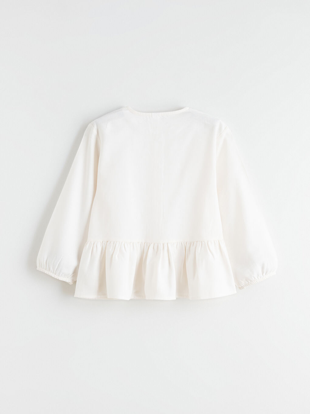 Ekru Bisiklet Yaka Kız Çocuk Gömlek-2