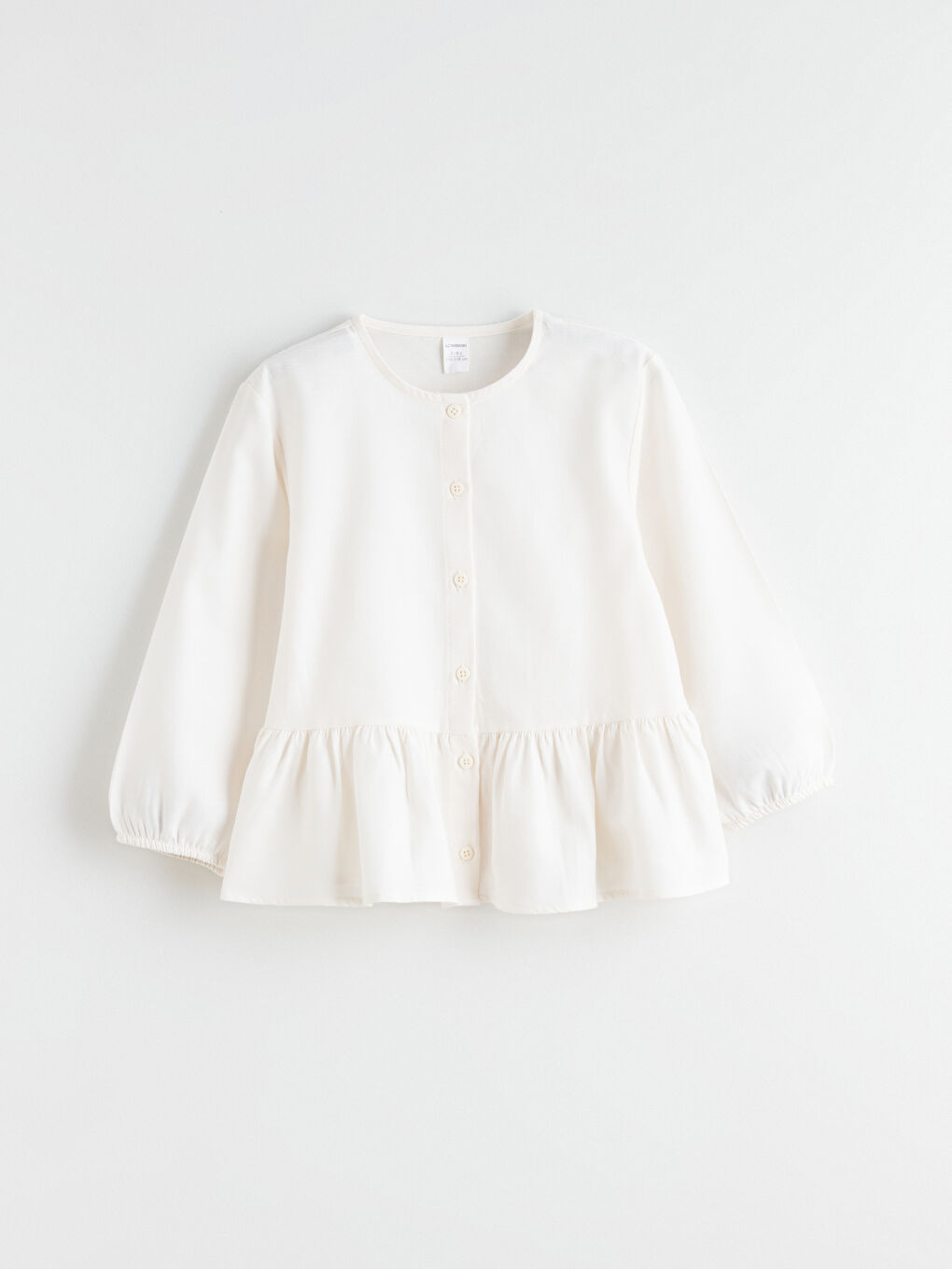 Ekru Bisiklet Yaka Kız Çocuk Gömlek