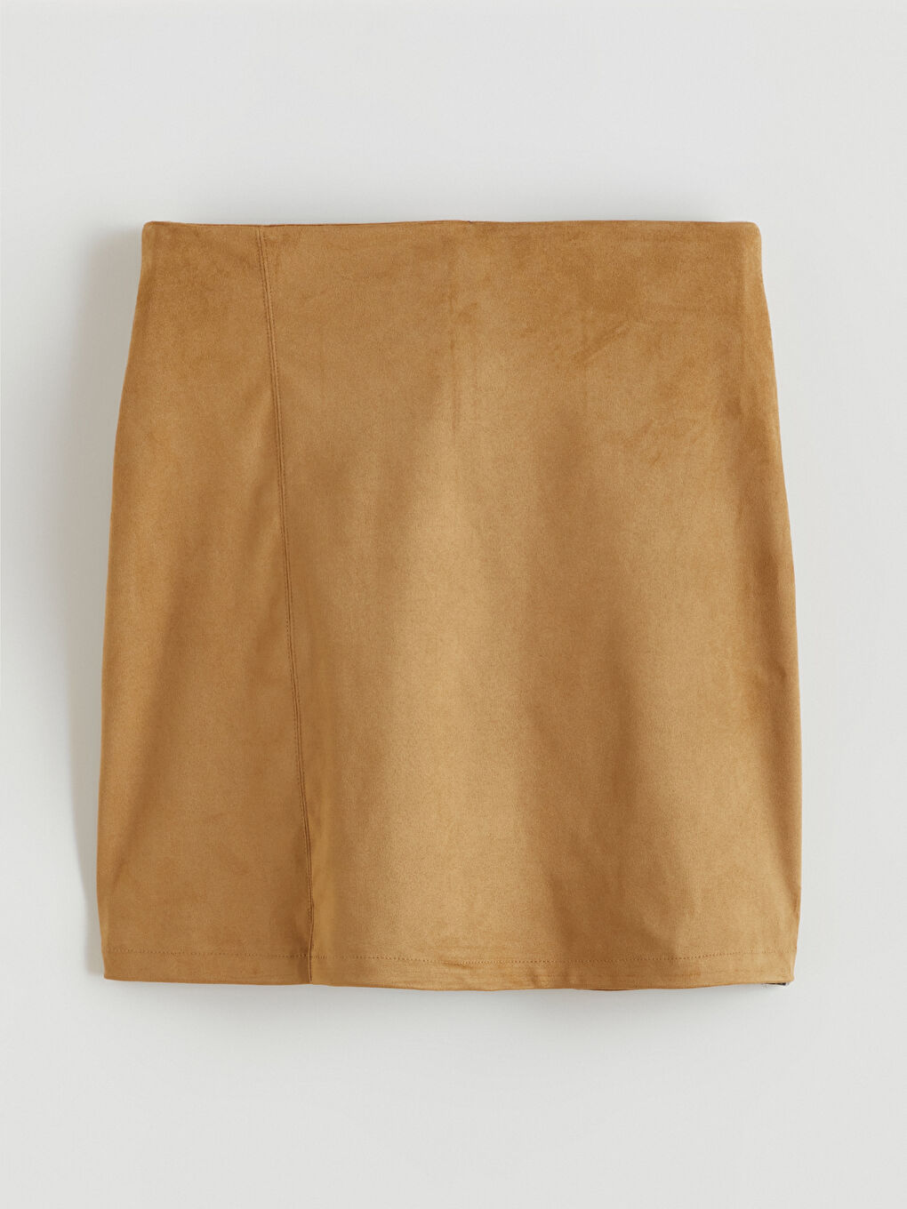 Zippered Waist Suede Mini Skirt-4