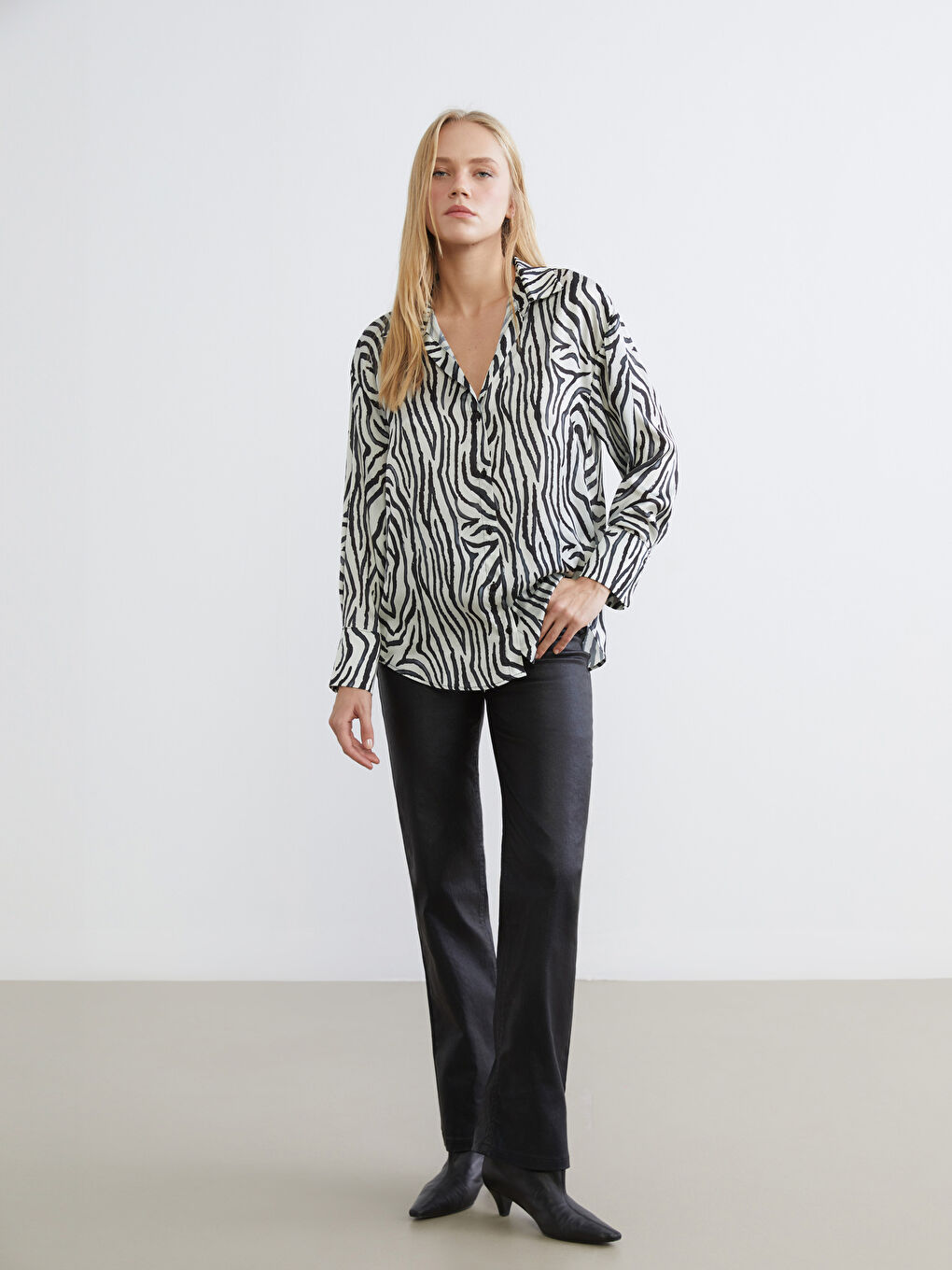 Zebra Patterned Women's Shirt-1