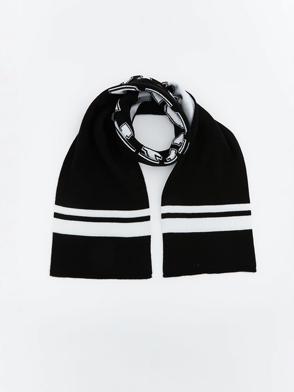 Siyah Beşiktaş Baskılı Erkek Çocuk Atkı-1