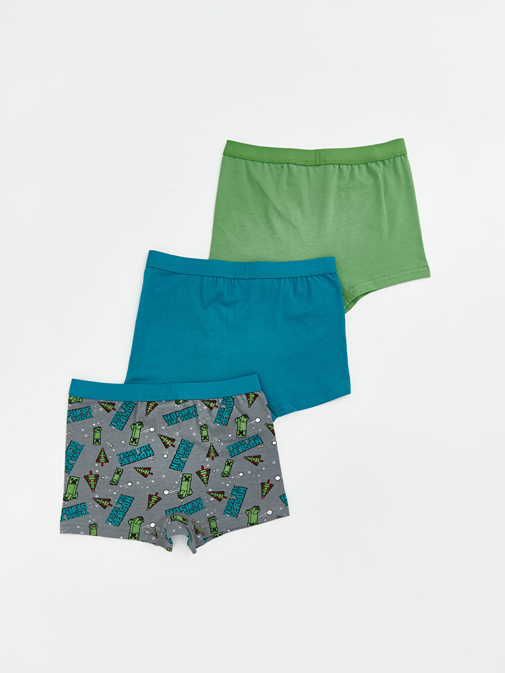 Gri Minecraft Baskılı Erkek Çocuk Boxer 3'lü-1