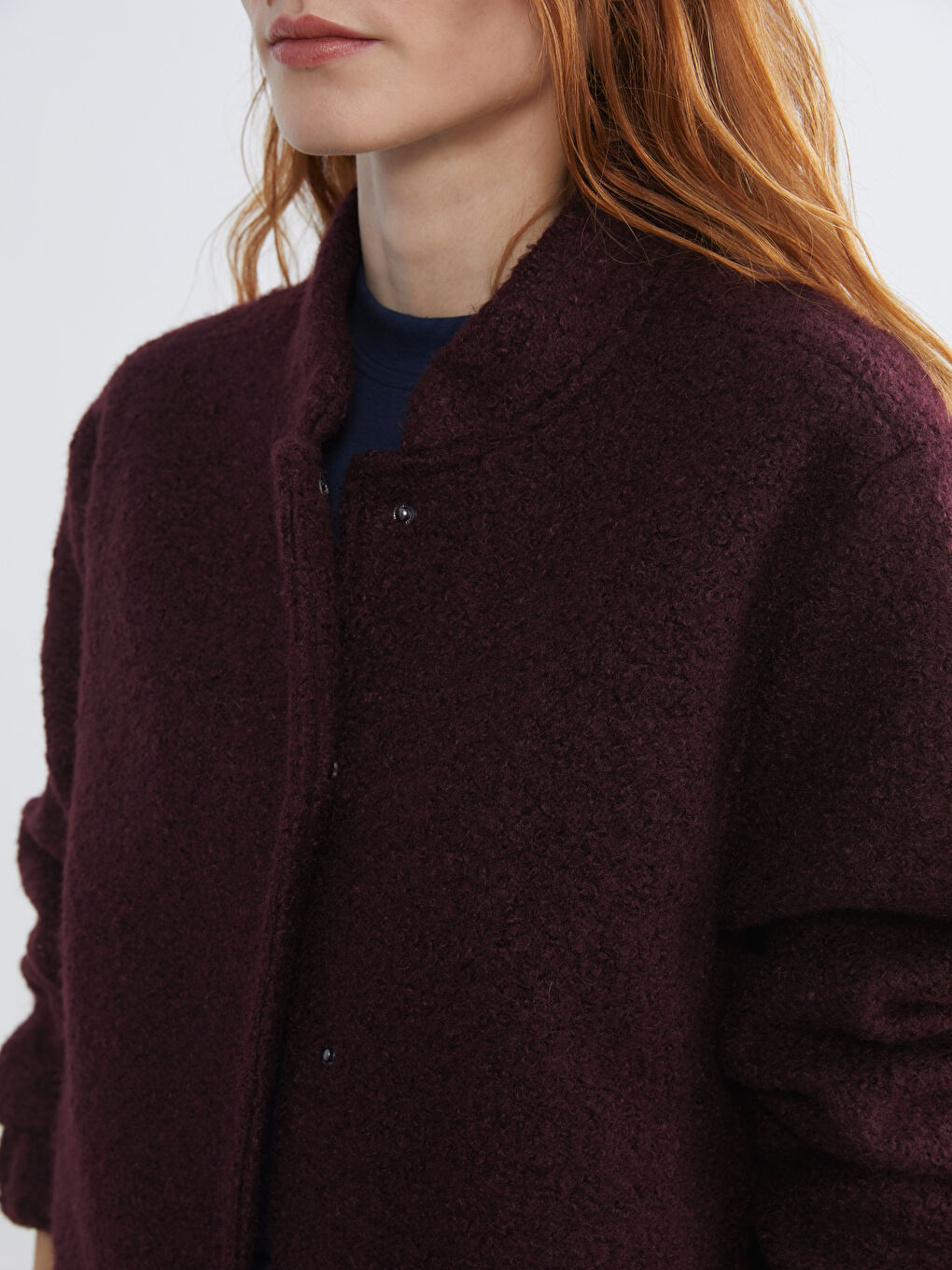 Mürdüm Dik Yaka Kadın Teddy Kaban-2