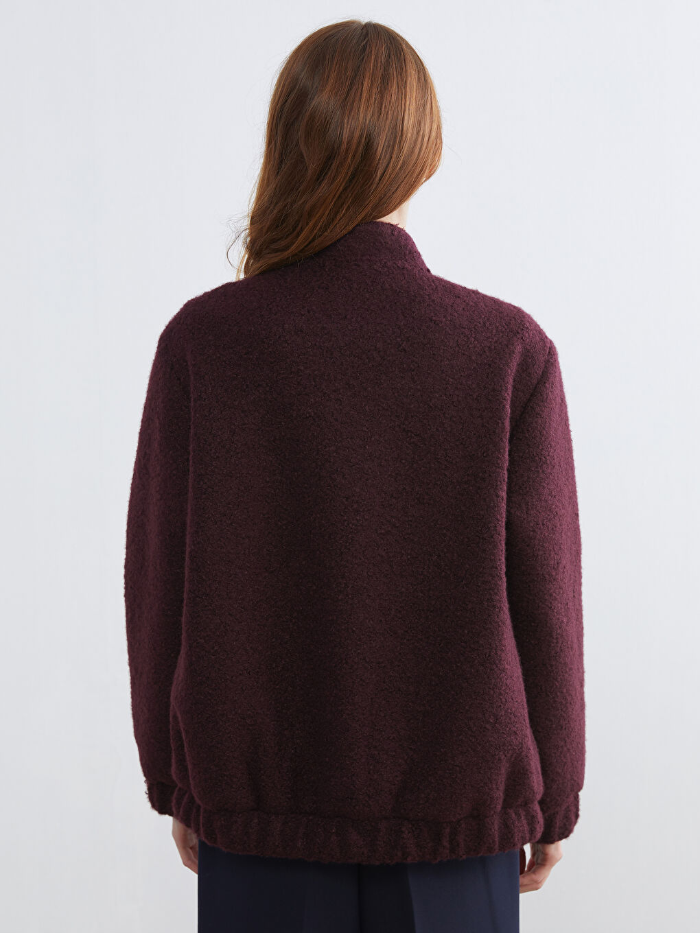 Mürdüm Dik Yaka Kadın Teddy Kaban-4