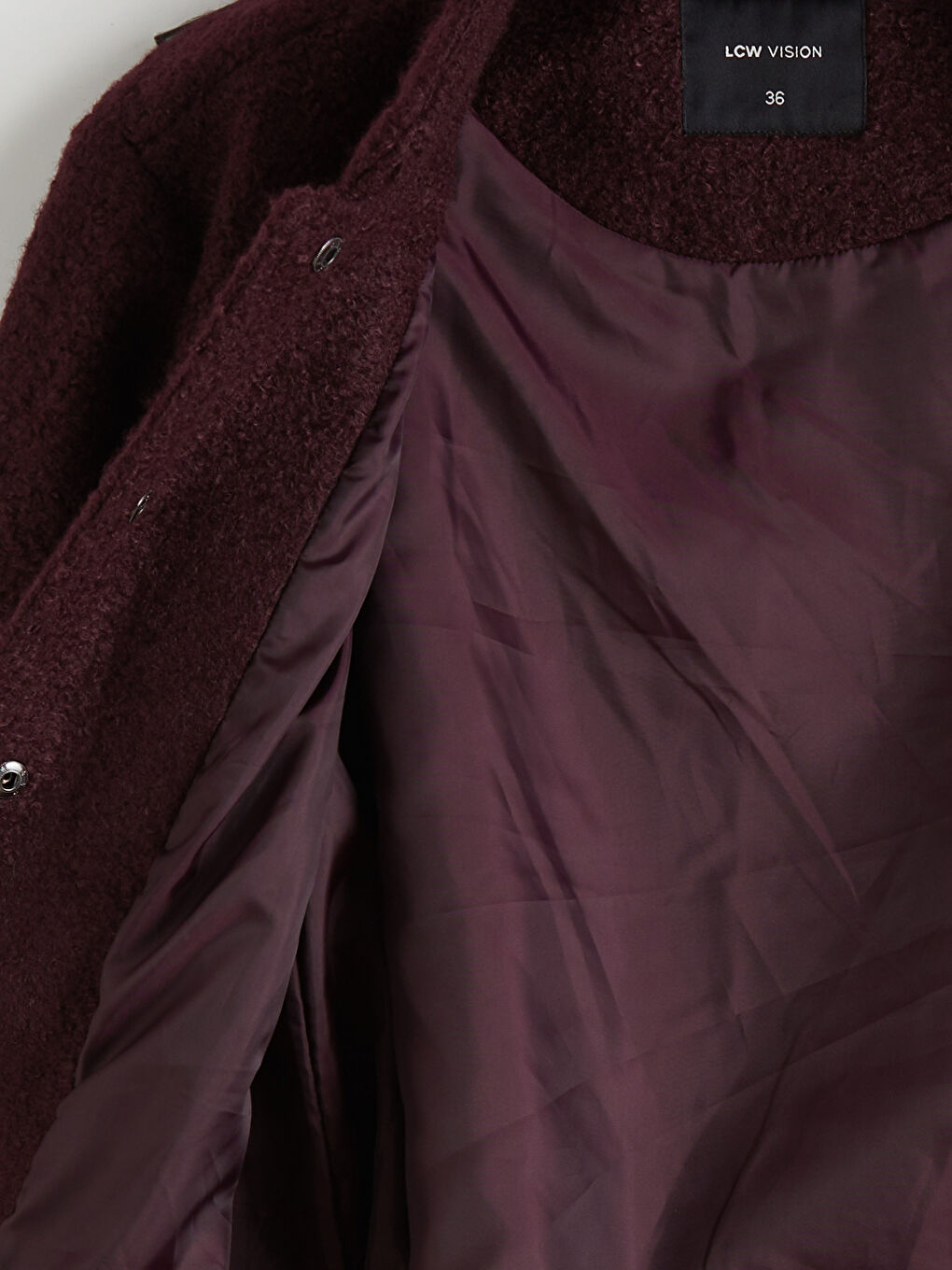 Mürdüm Dik Yaka Kadın Teddy Kaban-6