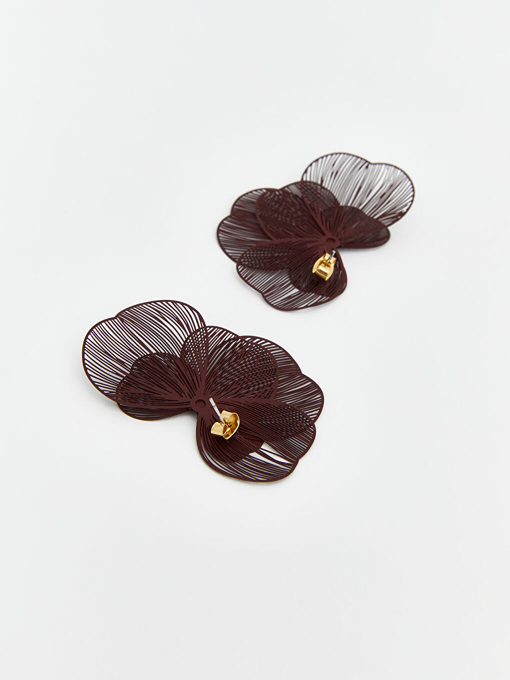 Bordo Çiçek Figürlü Kadın Küpe-1