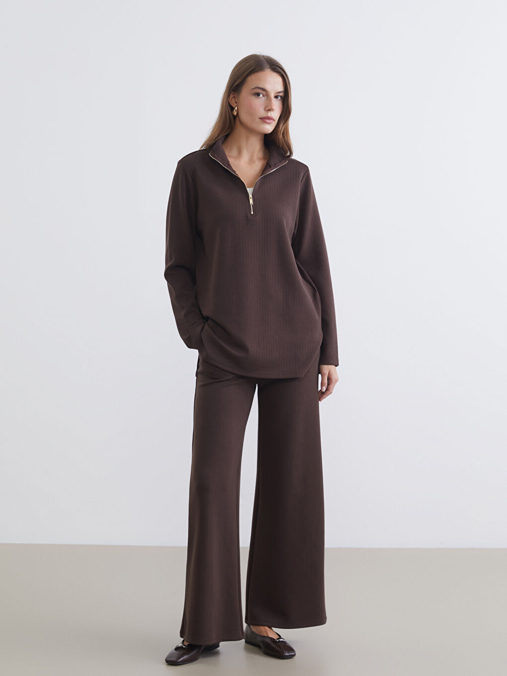 Kahverengi Soft Touch Modal Karışımlı Kadın Eşofman Altı