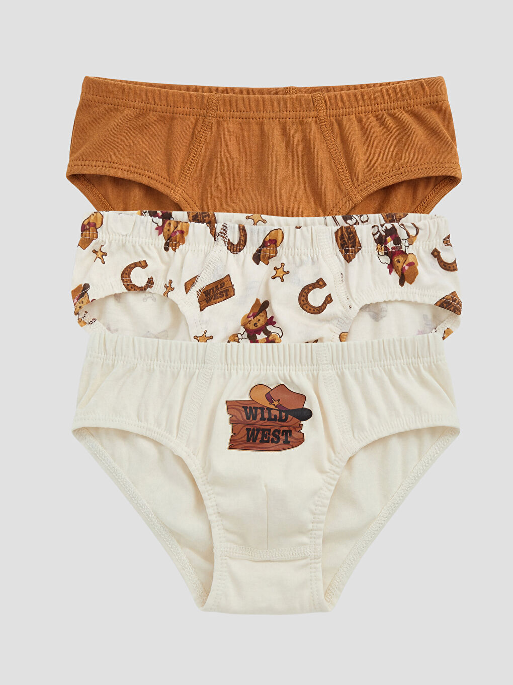 Ekru Beli Lastiklin Baskılı Erkek Çocuk Külot 3'lü-1