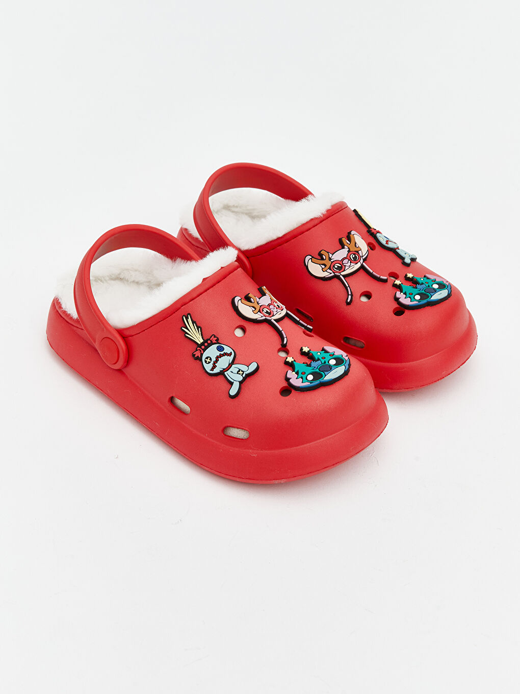 Kırmızı Lilo ve Stitch Baskılı Kız Bebek Ev Ayakkabısı