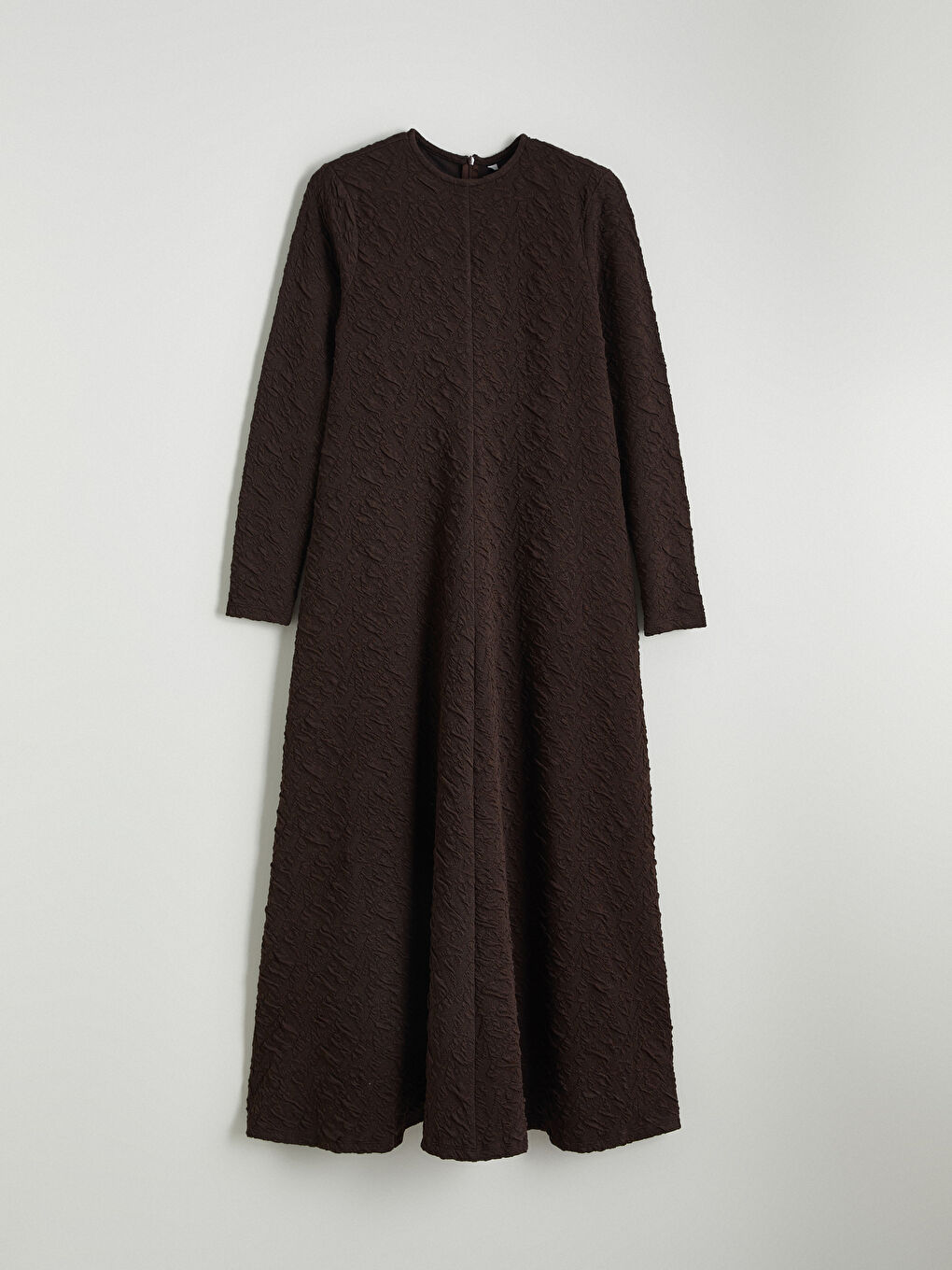 Kahverengi Bisiklet Yaka Dokulu Elbise-4