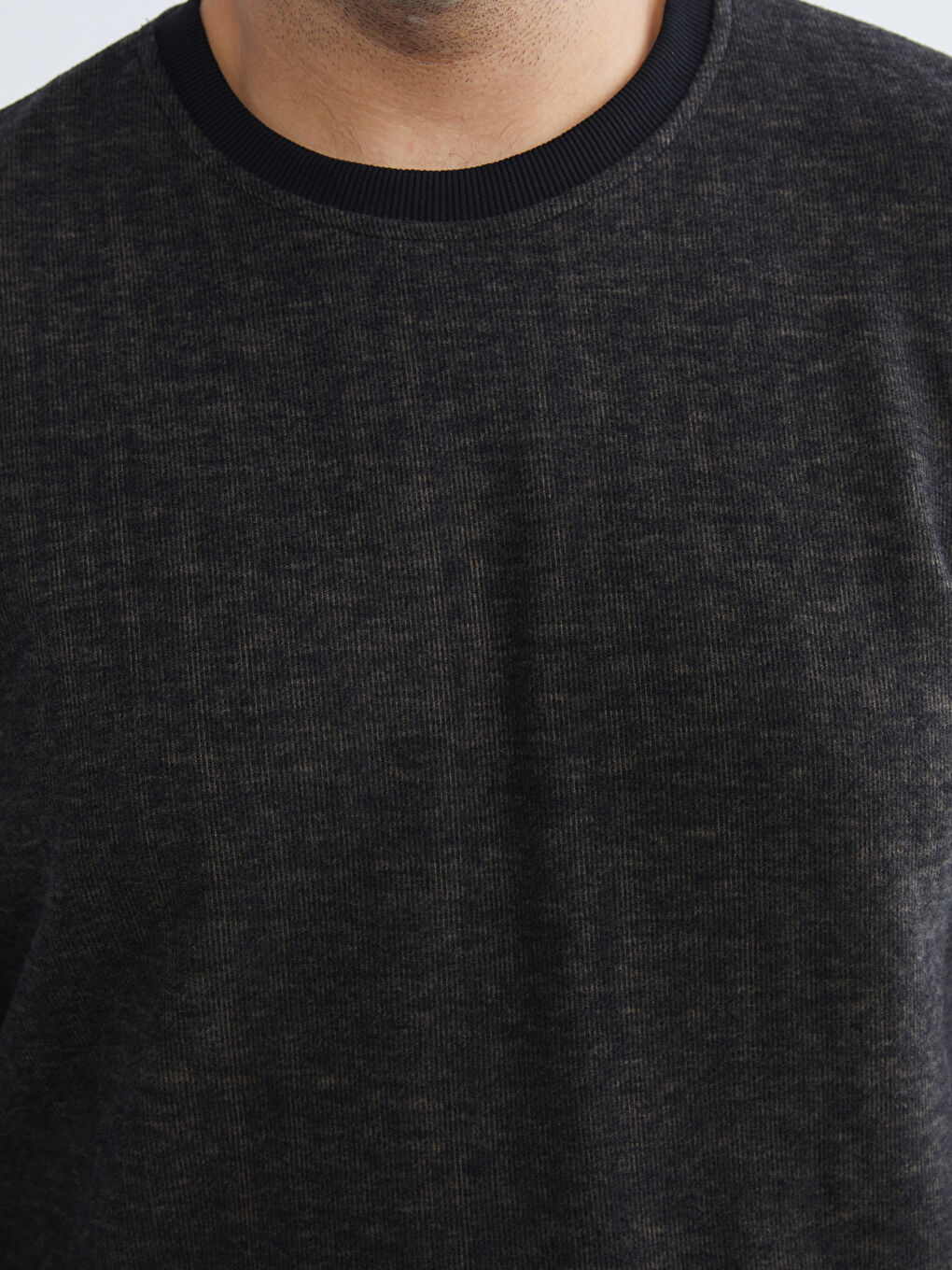 Kahverengi Bisiklet Yaka Erkek Sweatshirt-2