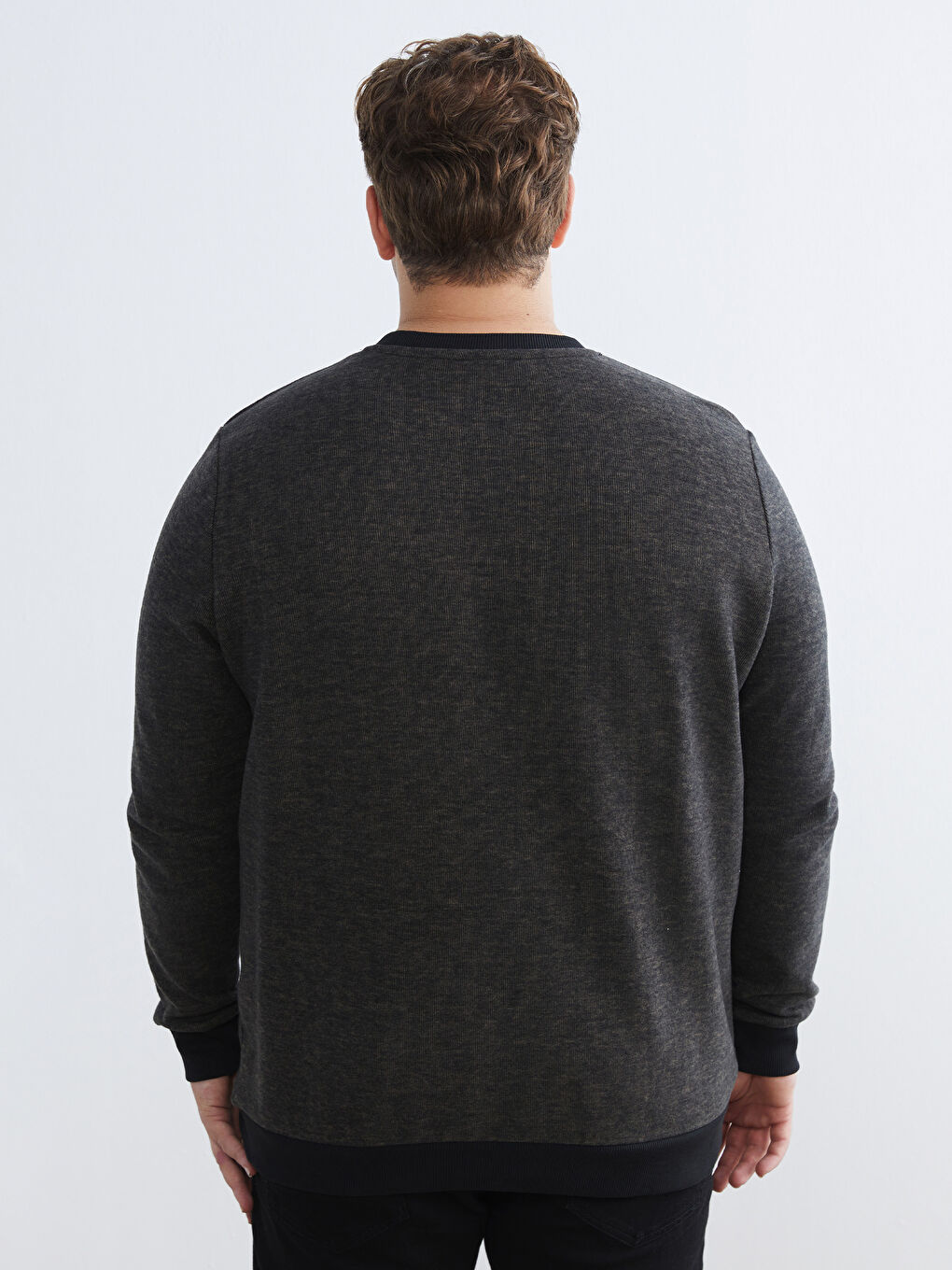 Kahverengi Bisiklet Yaka Erkek Sweatshirt-3