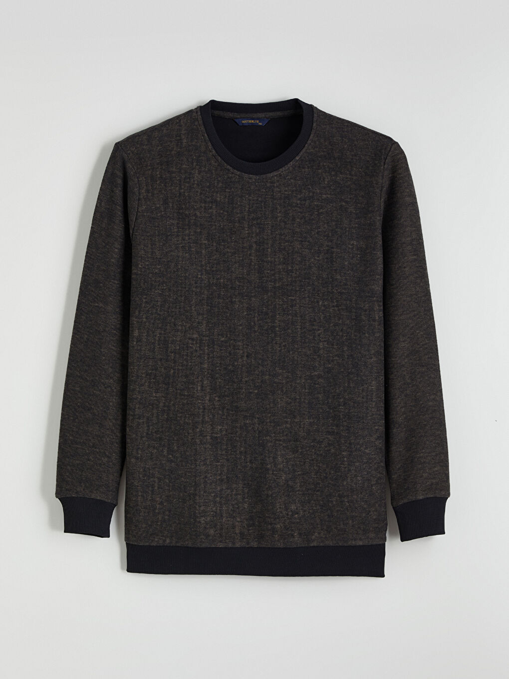 Kahverengi Bisiklet Yaka Erkek Sweatshirt-4