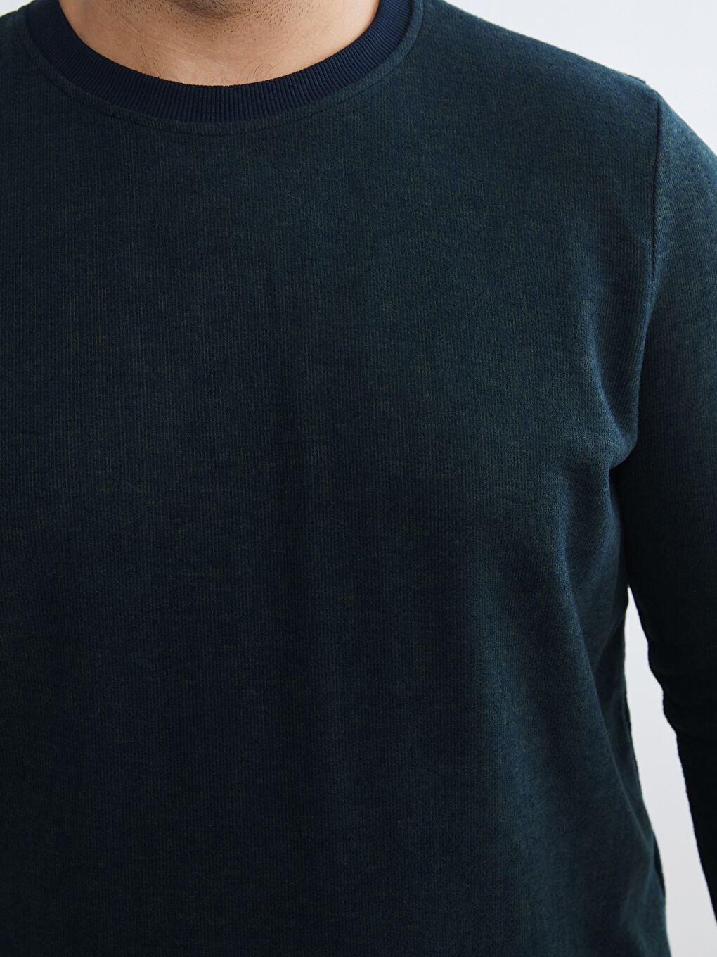 Haki Bisiklet Yaka Erkek Sweatshirt-2