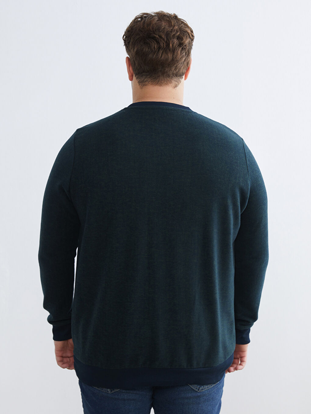 Haki Bisiklet Yaka Erkek Sweatshirt-3