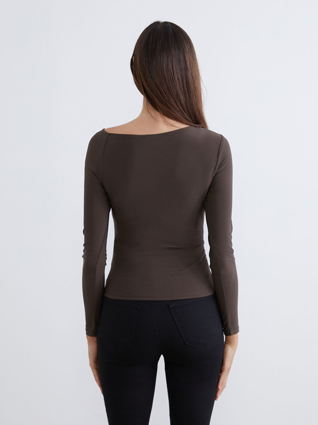 Slash Neck Ruched Blouse-3