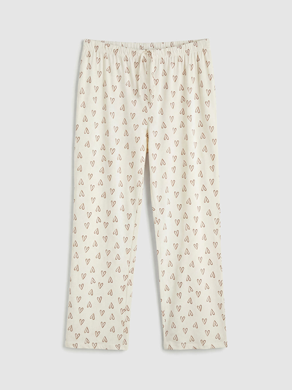 Bej Kalp Desenli Kadın Pijama Altı