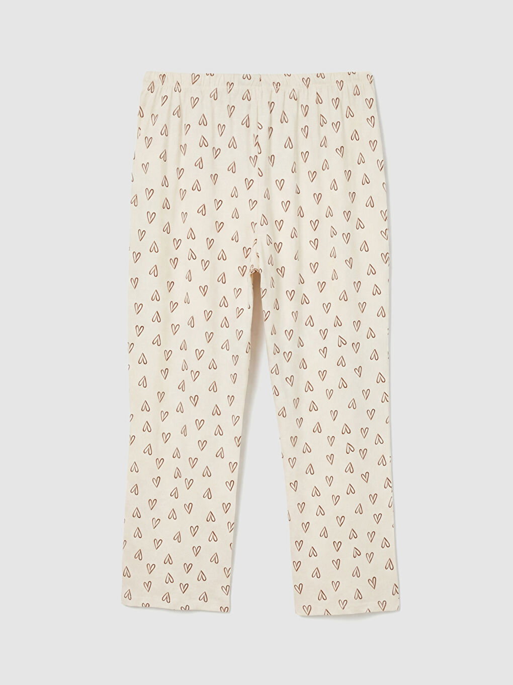 Bej Kalp Desenli Kadın Pijama Altı-1