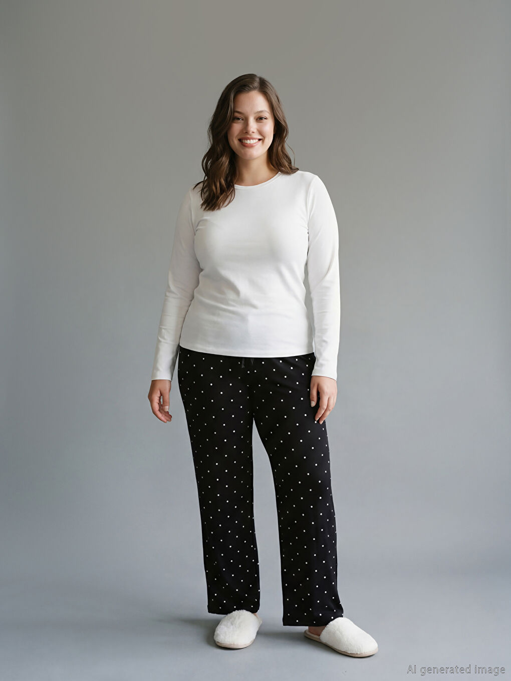 Elastic Waist Polka Dot Women's Pyjama Bottoms-1