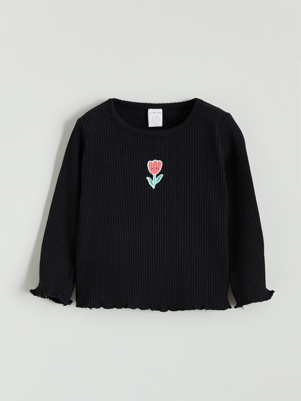 Siyah Bisiklet Yaka Kız Bebek Tişört ve Tayt-1