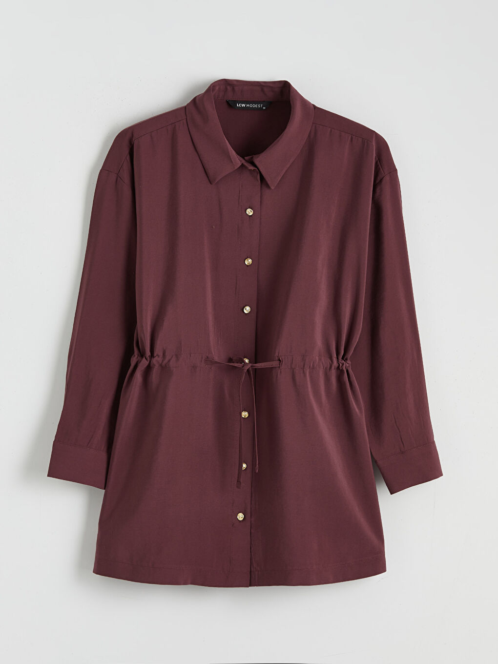 Bordo Büzgülü Kadın Gömlek Tunik-4