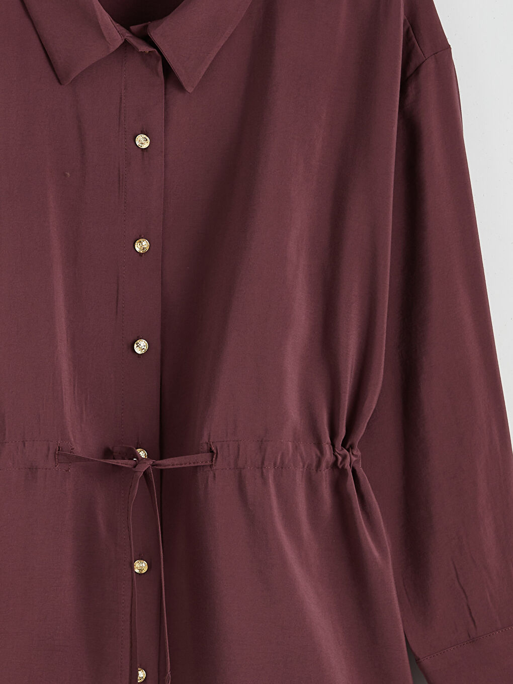 Bordo Büzgülü Kadın Gömlek Tunik-5