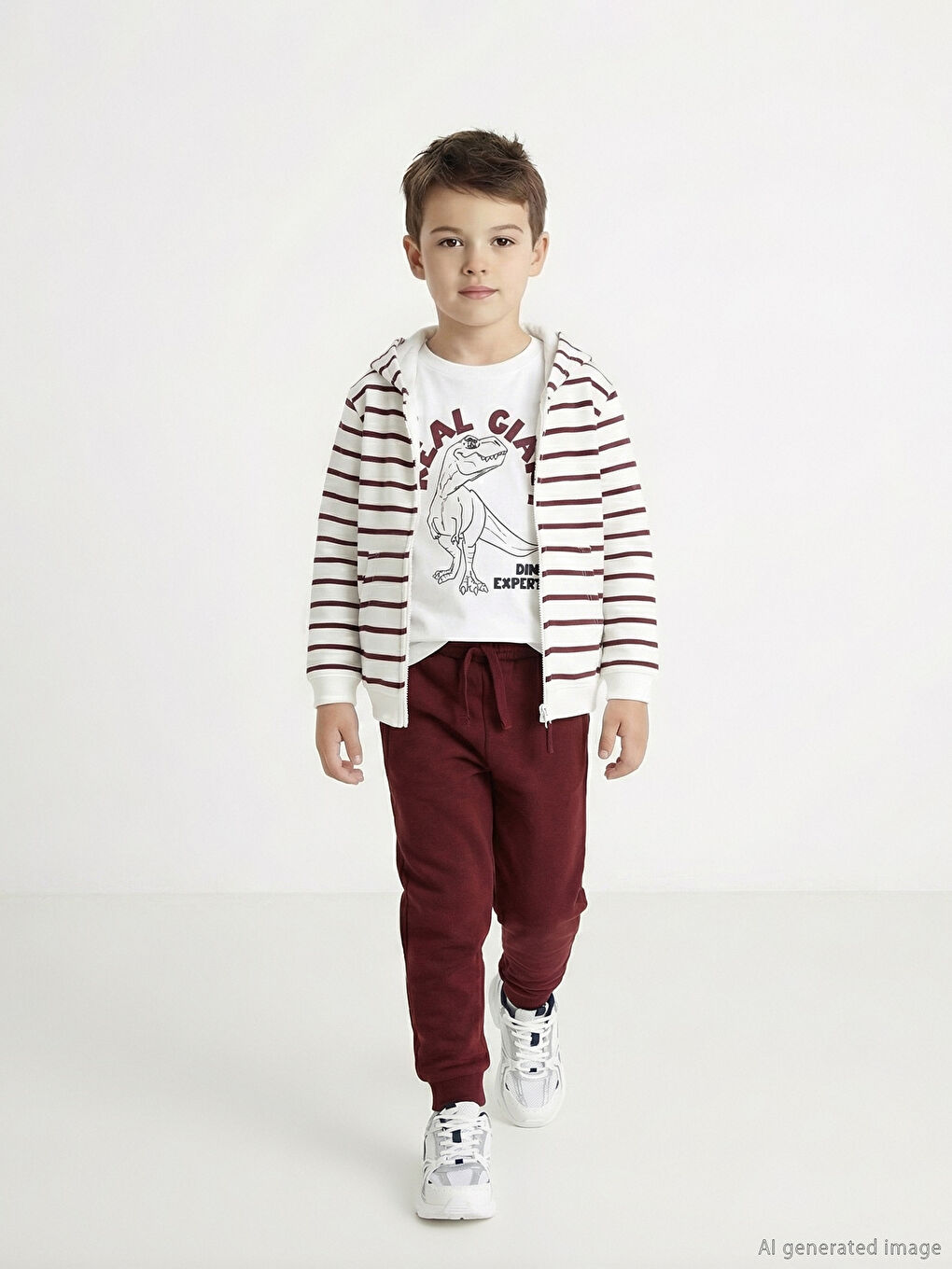 Ekru Dinozor Baskılı Erkek Çocuk Takım