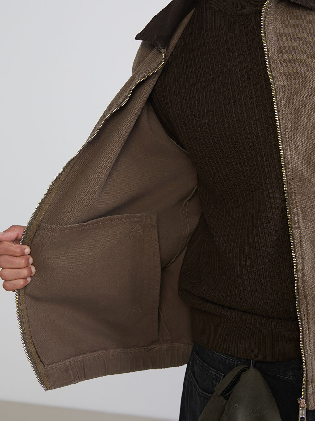 Bej Rahat Kalıp Gömlek Yaka Kanvas Erkek Ceket-3