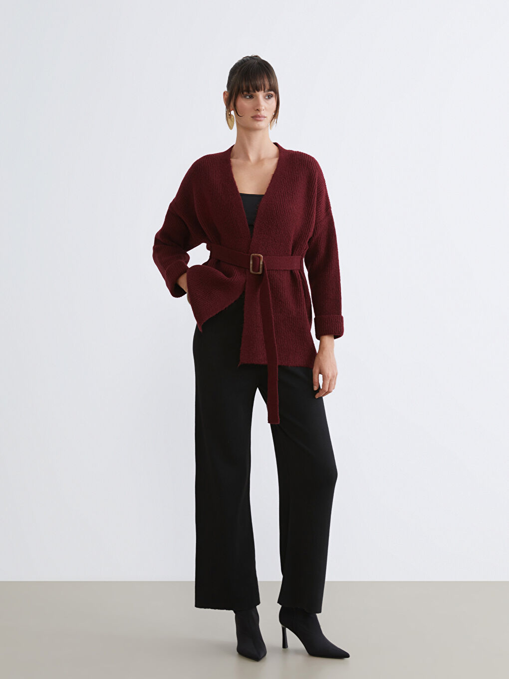 Siyah Beli Lastikli Kadın Triko Pantolon