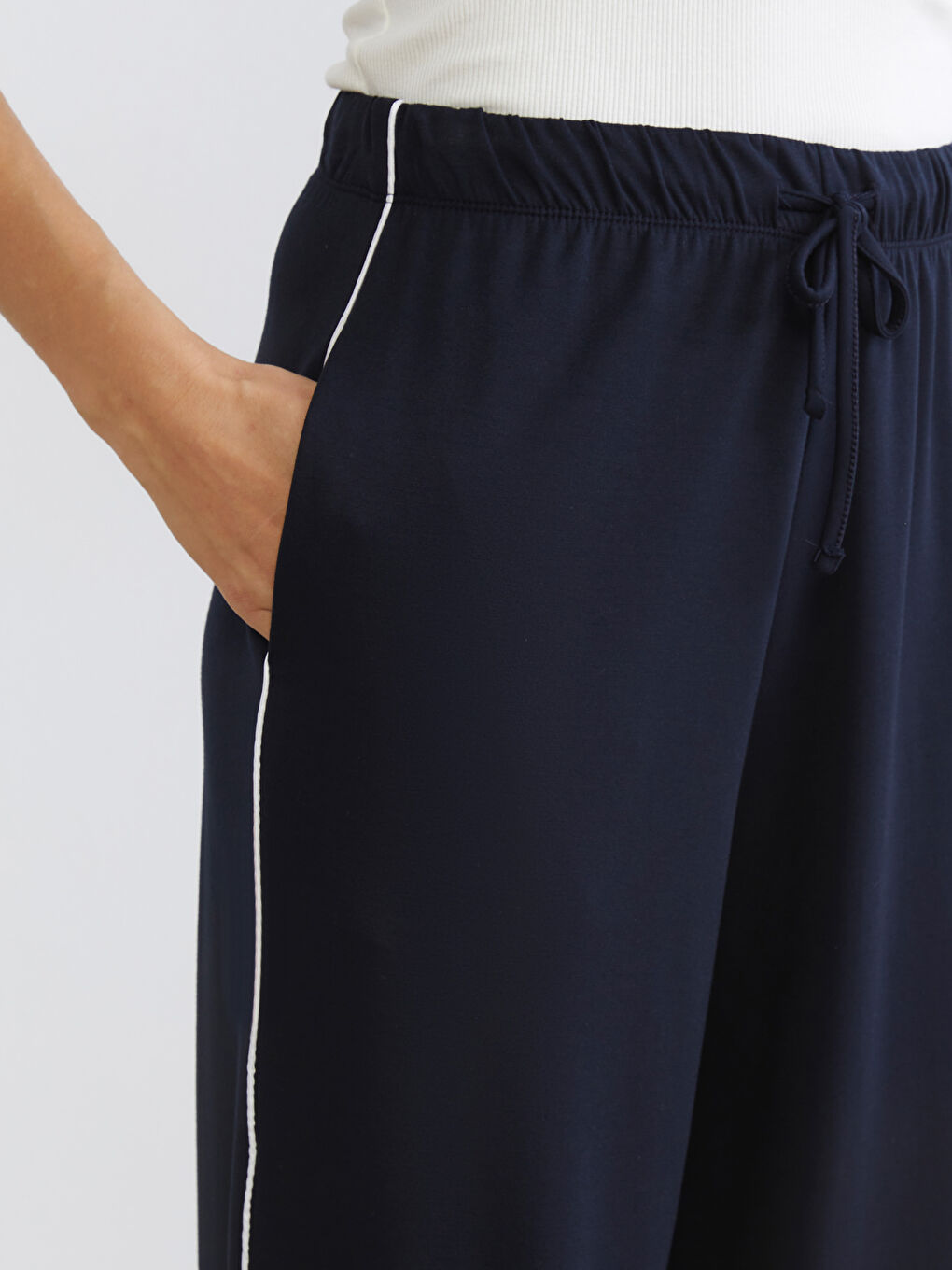 Lacivert Beli Lastikli Kadın Jogger Eşofman Altı-2