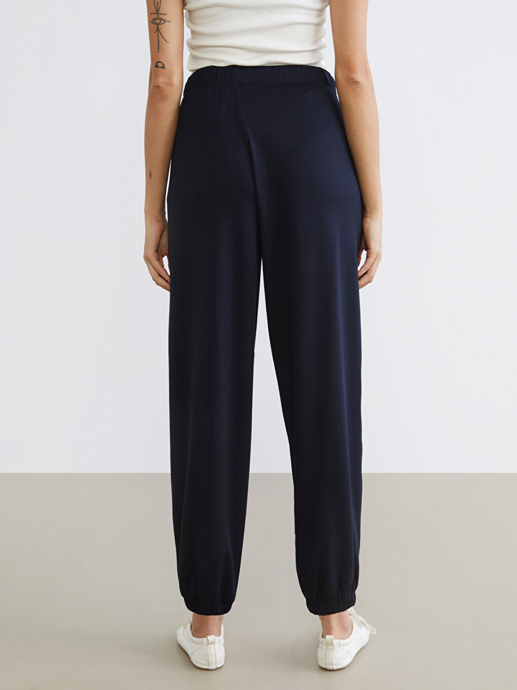 Lacivert Beli Lastikli Kadın Jogger Eşofman Altı-3