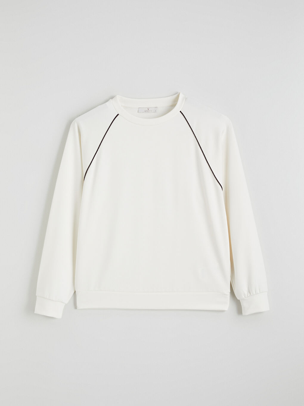 Ekru Bisiklet Yaka Kadın Sweatshirt-4