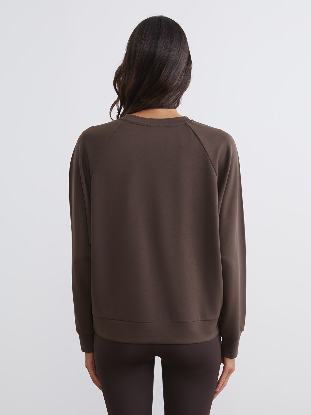 Kahverengi Bisiklet Yaka Kadın Sweatshirt-3