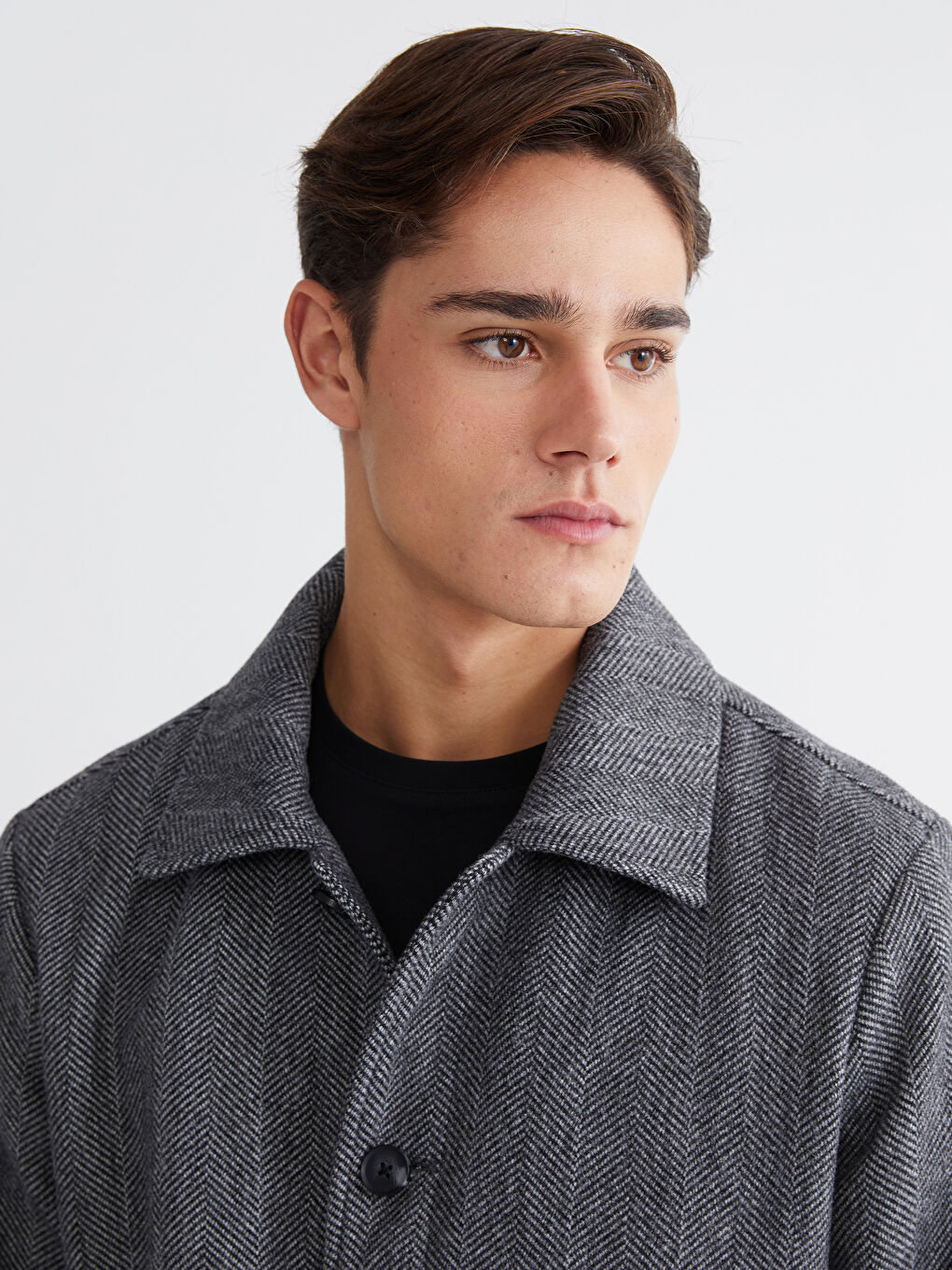 Man ANTHRACITE Wool Blended Overcoat-2