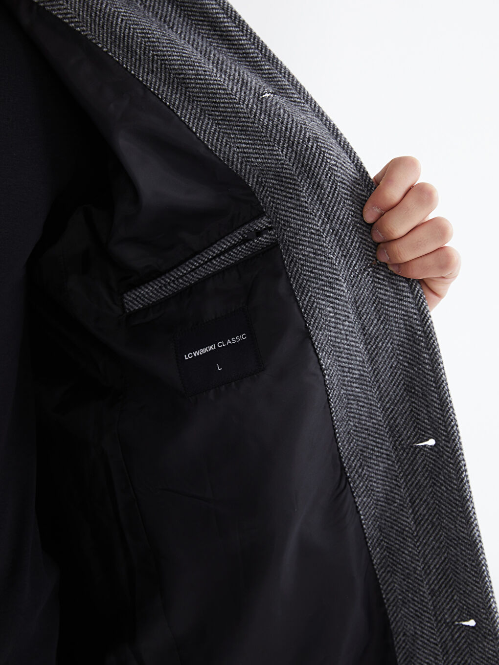 Man ANTHRACITE Wool Blended Overcoat-3