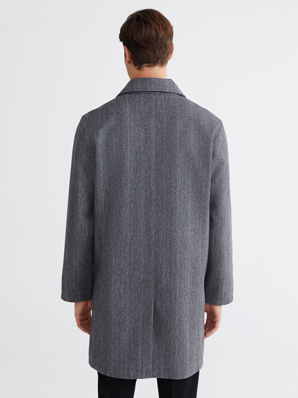 Man ANTHRACITE Wool Blended Overcoat-4
