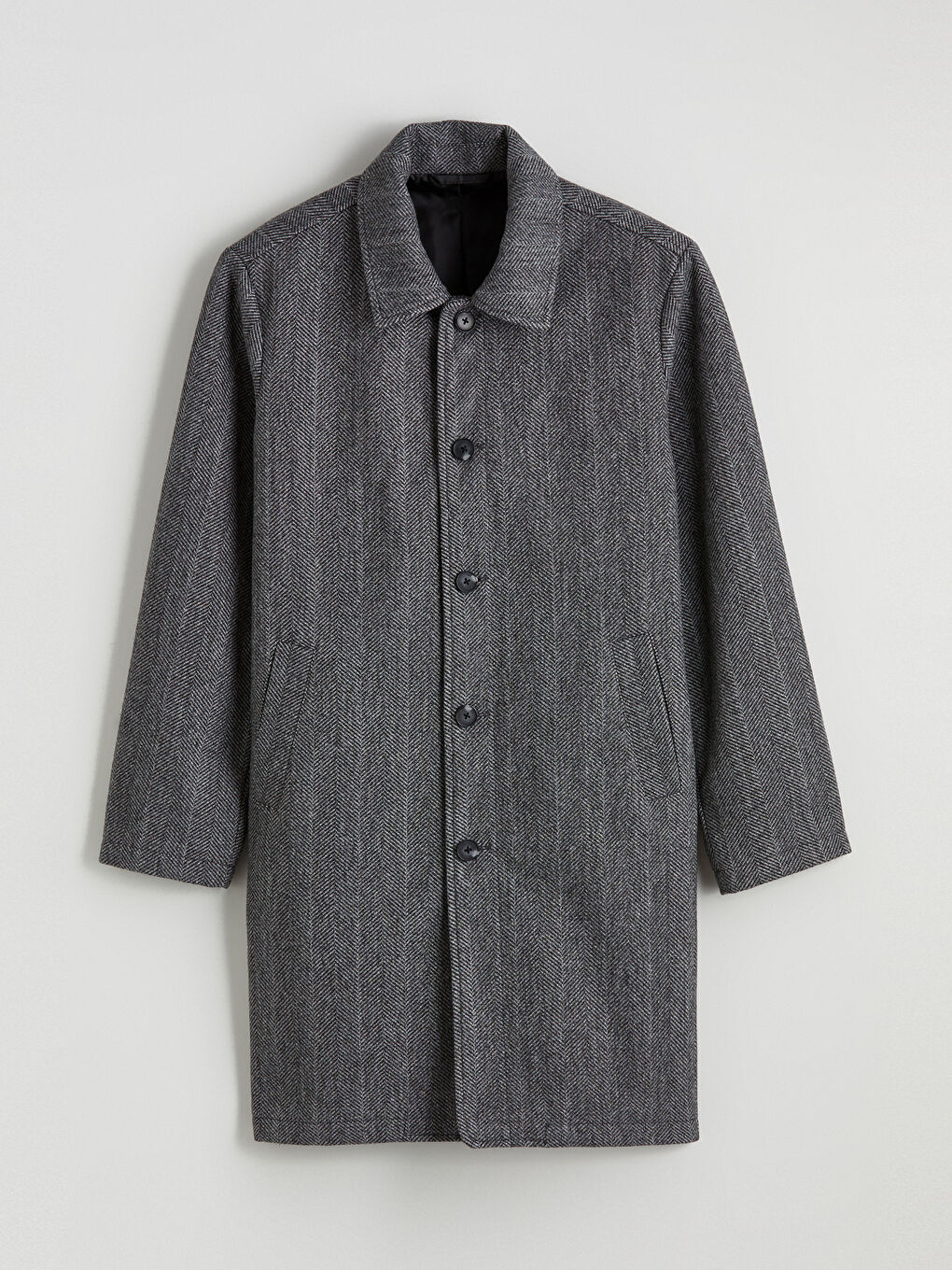 Man ANTHRACITE Wool Blended Overcoat-5