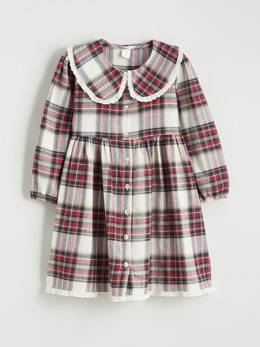 Peter Pan Collar Plaid Girls' Dress