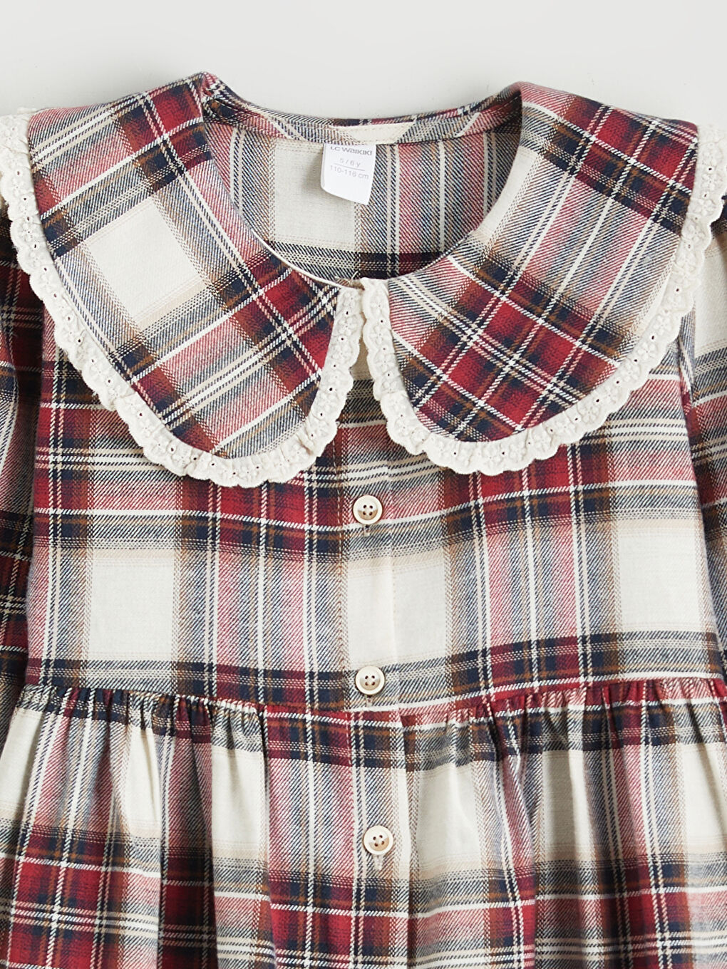 Peter Pan Collar Plaid Girls' Dress-1