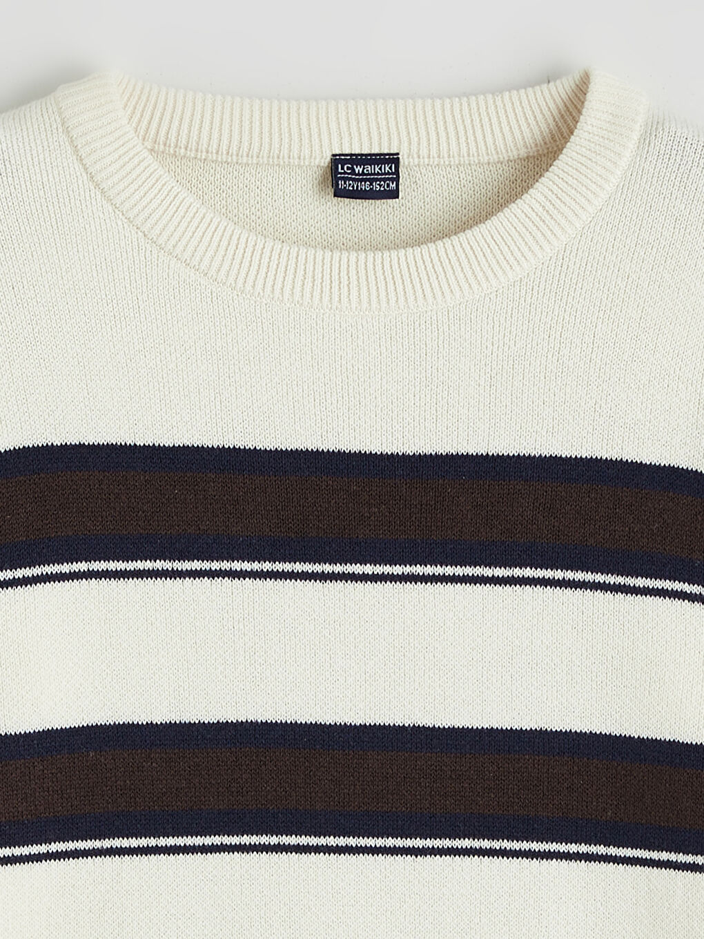 Свитер из трикотажа с круглым вырезом в полоску для мальчиков-1